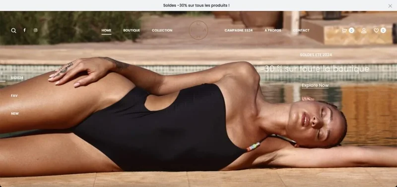 Capture du site Ilah Swimwear, réalisation DICREA