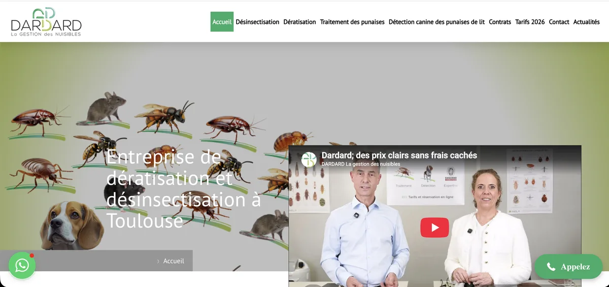Capture du site de services Dardard 31, réalisé par DICREA