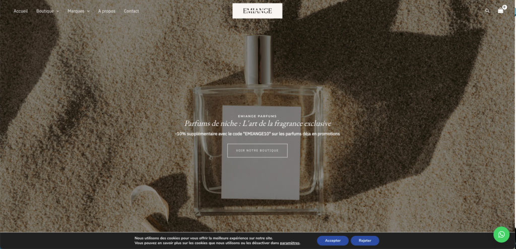 Création site web e-commerce https://emiange-parfums.com/