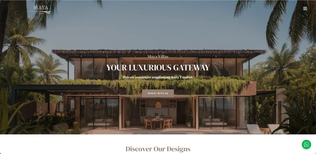 Création de site internet de vente de villas Maya Villas