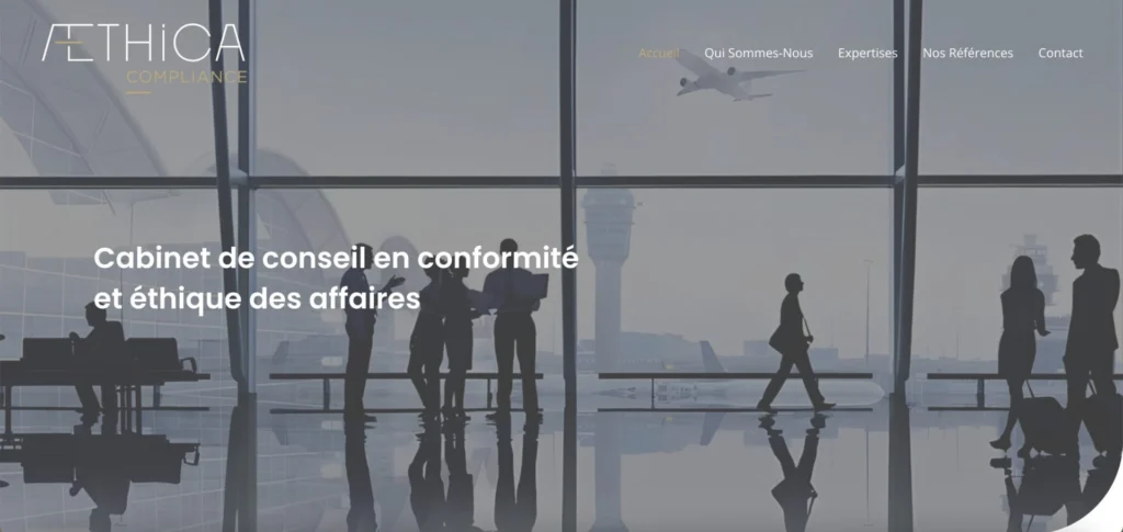 Réalisation site vitrine https://aethica-compliance.fr/ par DICREA création site conformité réglementaire