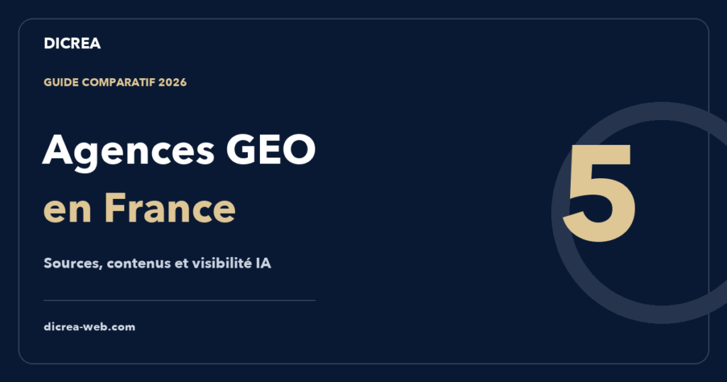 5 agences GEO en France : comparatif 2026 par DICREA