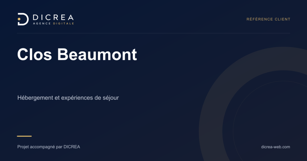 Projet Clos Beaumont — Hébergement et expériences de séjour. Visuel de présentation DICREA.